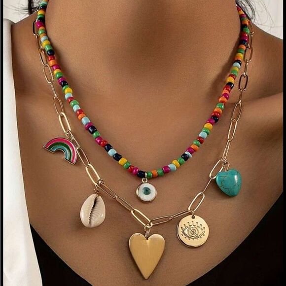 Bohemian summer stackable necklace A331 - Picture 1 of 4